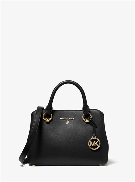 michael kors small satchel black saffiano leather